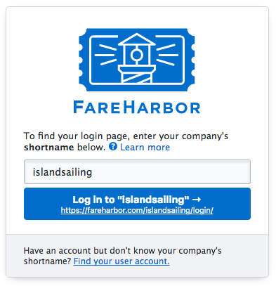 FareHarbor login page